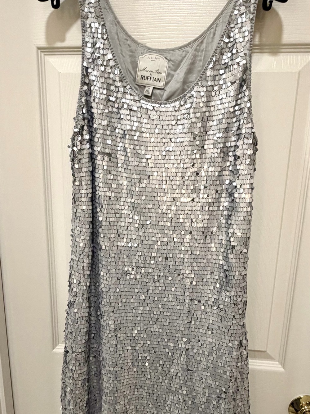 Silver Sequin Formal Dress - Sleeveless Cocktail Gown